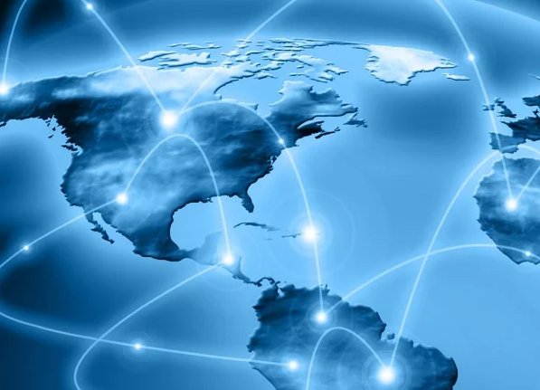 World map with trade routes connecting continents